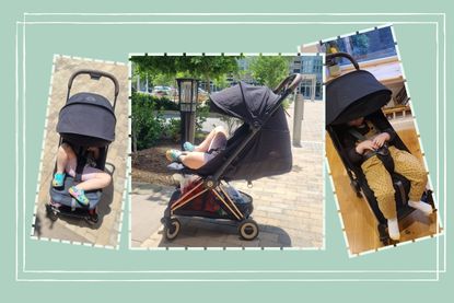 Our tester's daughter trying out the Cybex Coya for this review