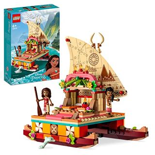 LEGO 43210 Disney Princess Moana's Wayfinding Boat Toy with Moana and Sina Mini-Dolls plus Dolphin Figure, Creative Building Toys for Kids, Girls and Boys Aged 6 Plus