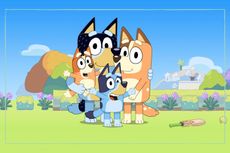 The Heeler family from the cartoon Bluey