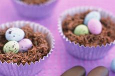 Homemade chocolate Easter nests