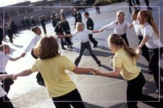 School children playing in a school playground