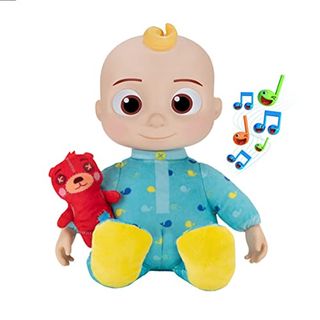 Cocomelon Official Musical Bedtime Jj Doll, Soft Plush Body – Press Tummy and Jj Sings Clips From ‘yes, Yes, Bedtime Song,’ – Includes Feature Plush and Small Pillow Plush Teddy Bear – Toys for Babies