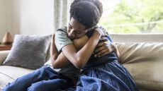 Heartbroken teen with mum