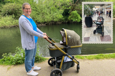 Our product tester Flora Hinks pictured trying out the Cosatto Wow 3 pram