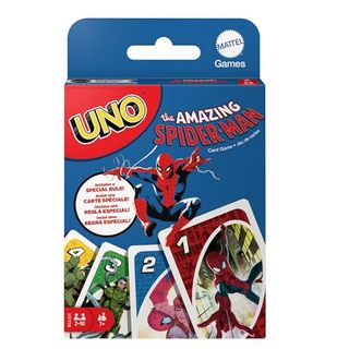 Mattel Games Uno the Amazing Spider-Man Card Game for Kids, Adults & Family With Deck & Special Rule Inspired by the Marvel Comic Book Series, Hxy08